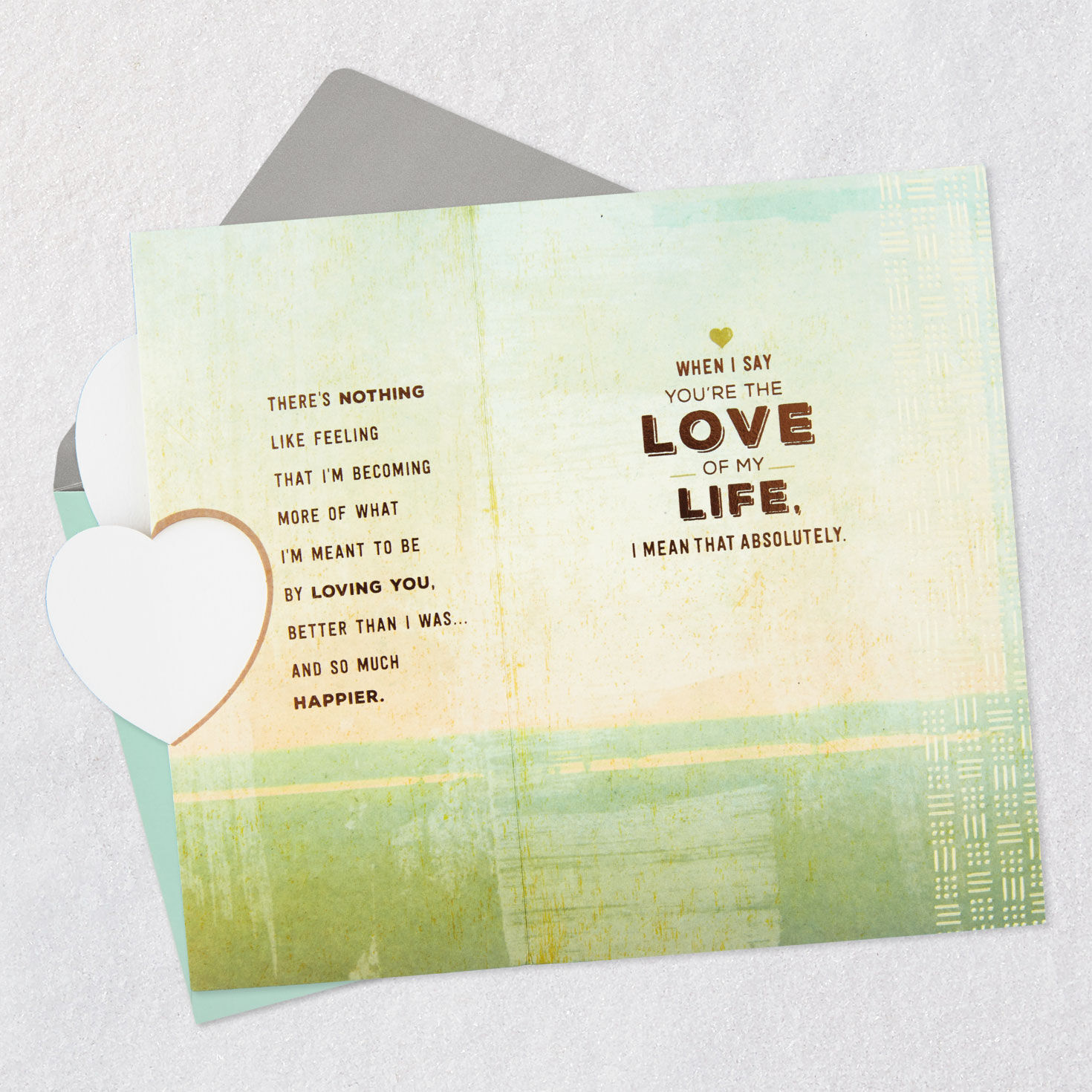 Green and Brown Hearts Love Card Open card with envelope image number 6