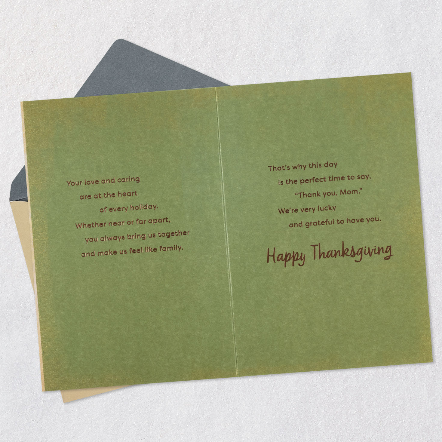 Fall Wreath on White Door Thanksgiving Card for Mom Open card with envelope image number 4