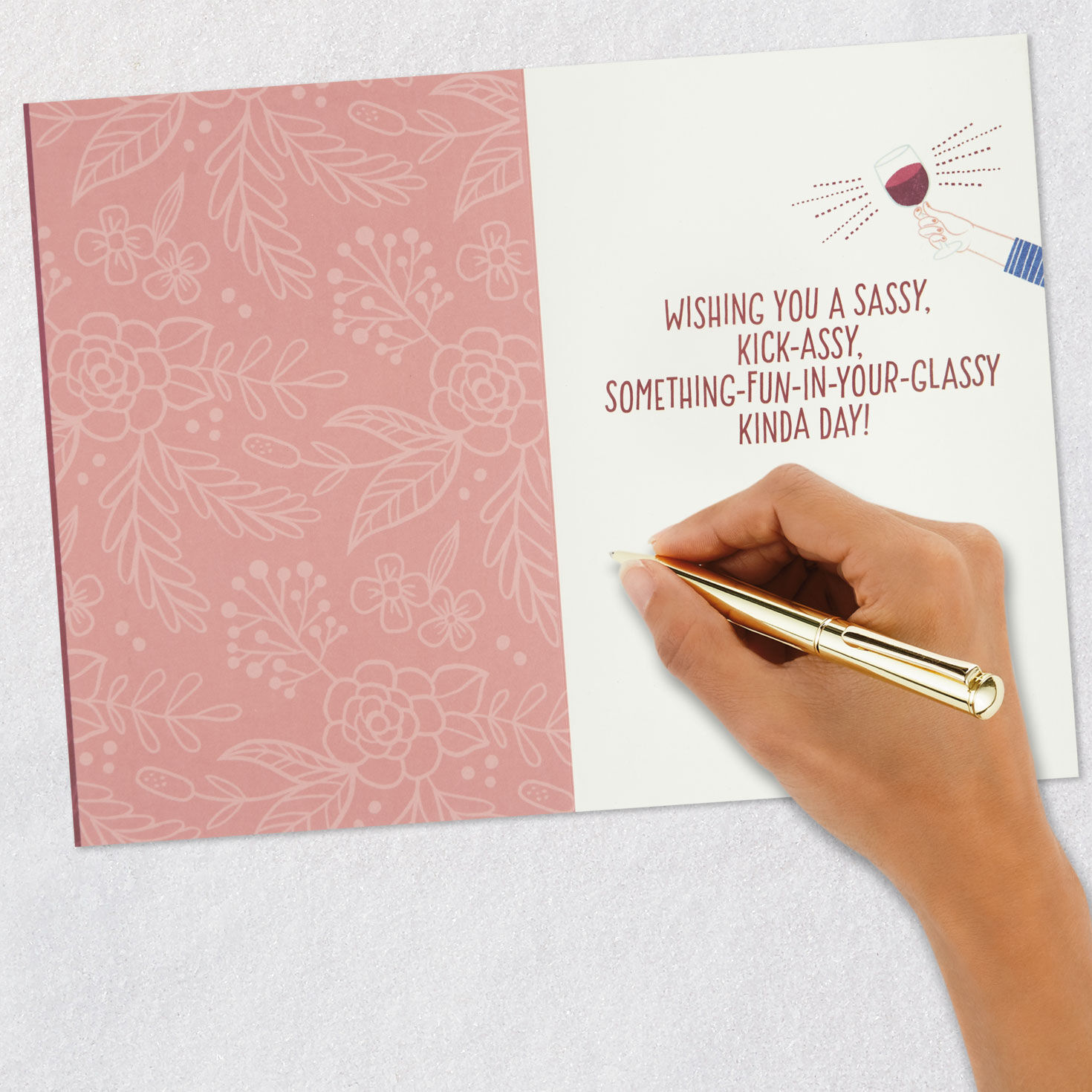 Pair With Wine Birthday Card With Button signing card image number 7