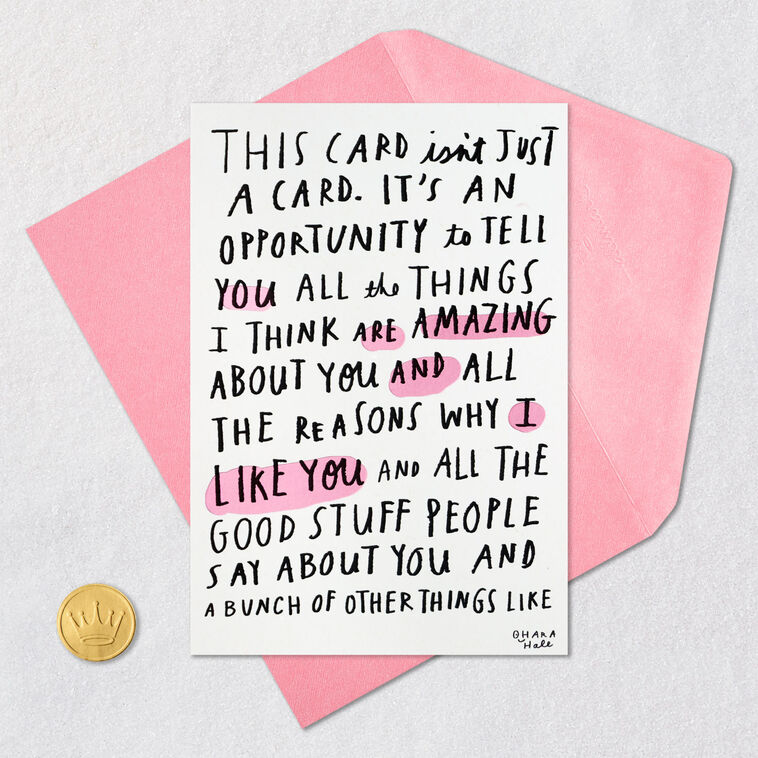 Lots of Lettering and Compliments Funny Birthday Card Card Front with Envelope and Gold Seal image number 5