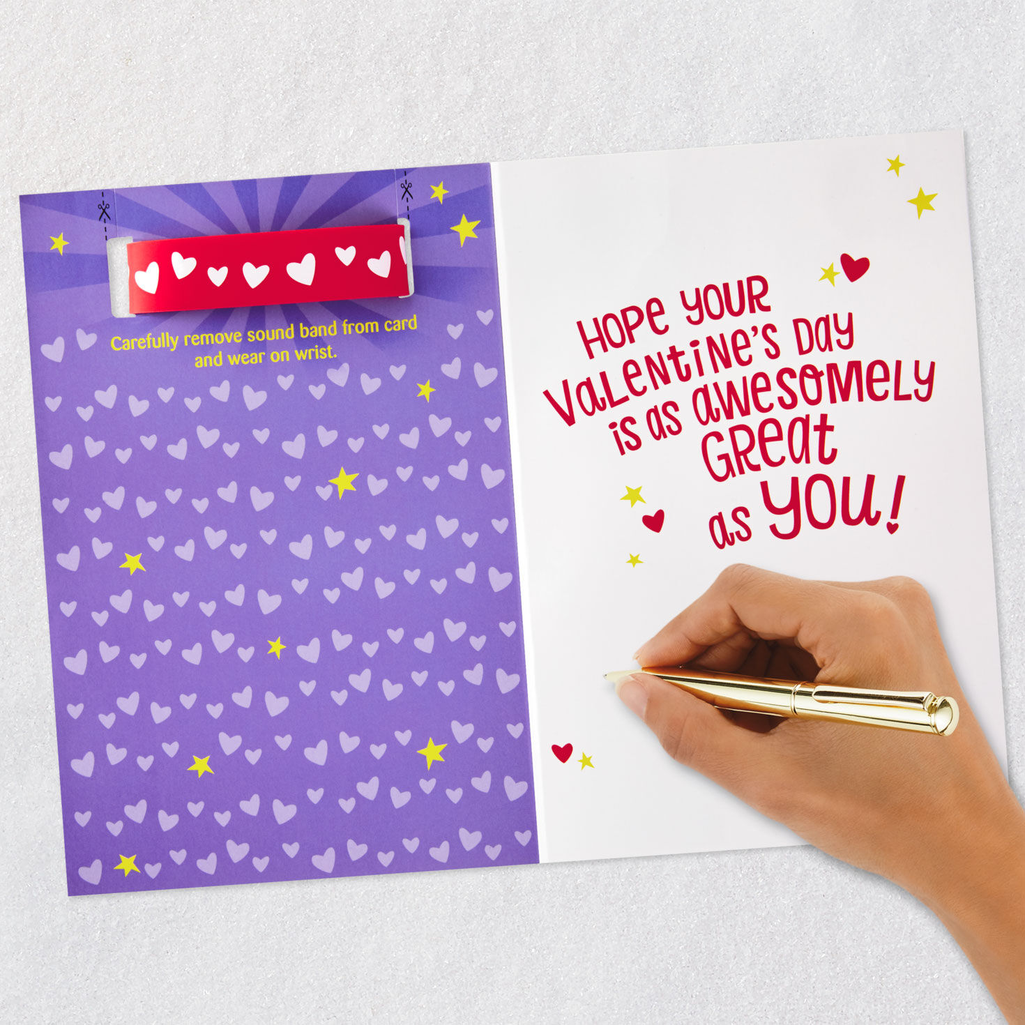 Heart Globe Kids Valentine's Day Card With Bracelet signing card image number 8