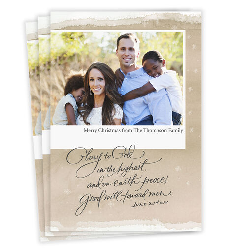 Glory to God Religious Flat Christmas Photo Card, 