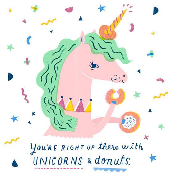 Unicorns and Donuts Birthday Card, , large image number 1