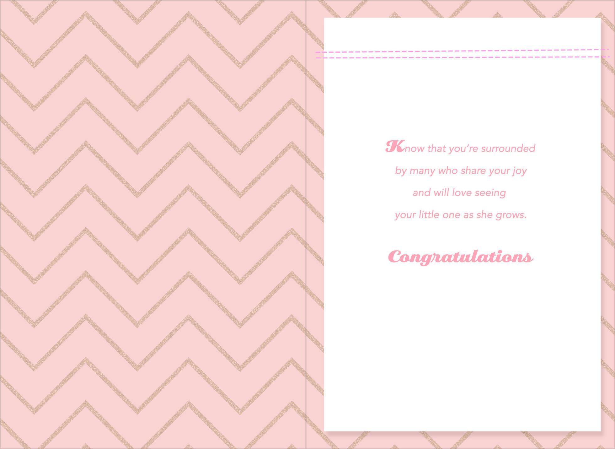 Pink Chevron New Baby Girl Card