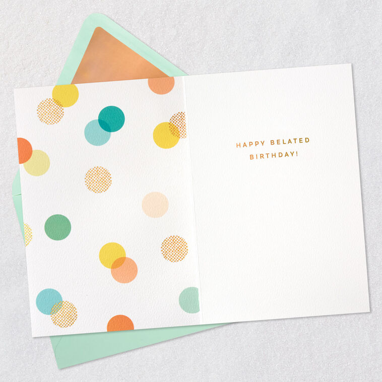 Colorful Scattered Dots Signature Birthday Card Open card with envelope image number 3