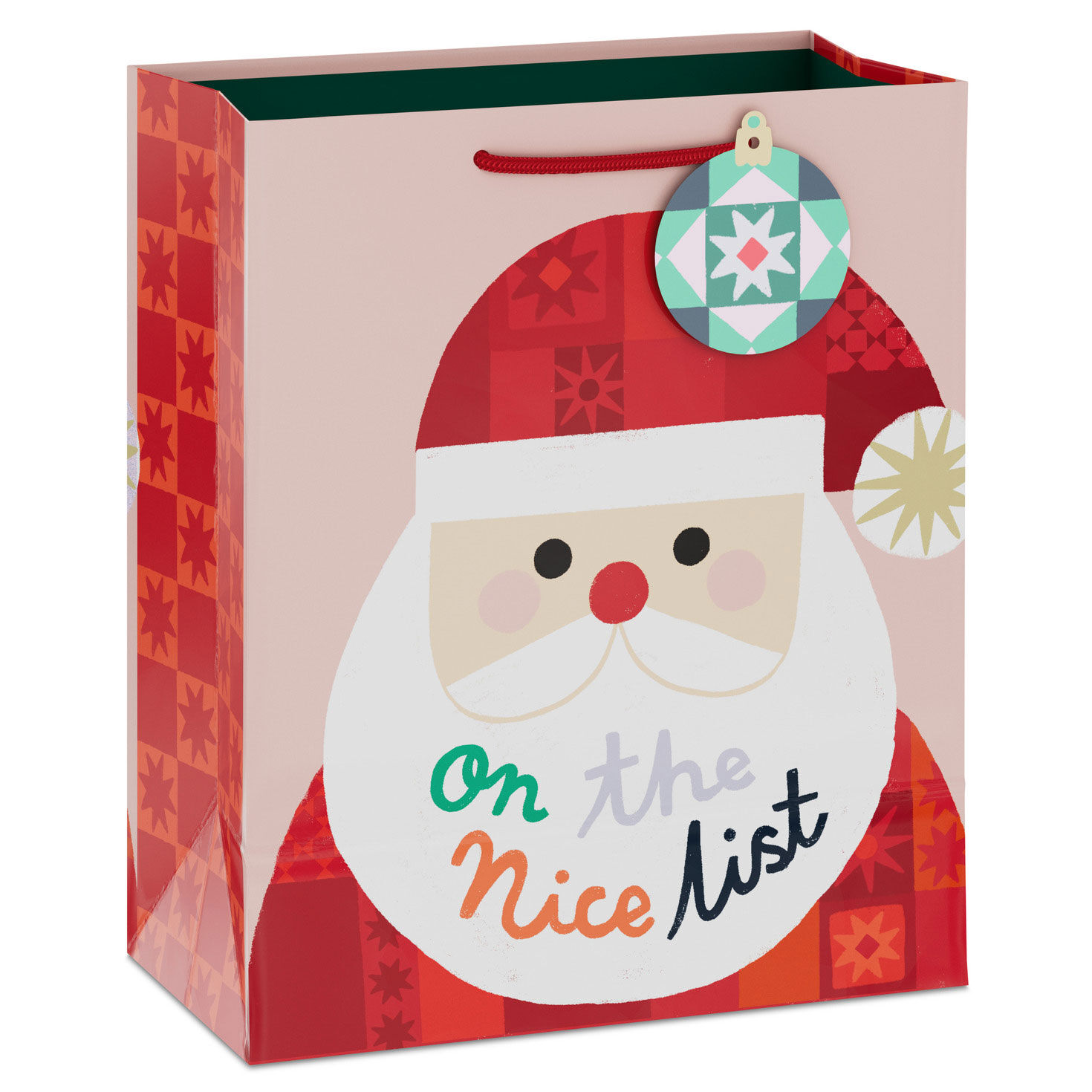 Folk Art Santa Medium Holiday Gift Bag Back image number 6