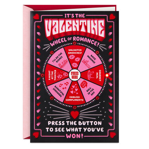 Wheel of Romance Funny Light-Up Valentine's Day Card With Sound, 