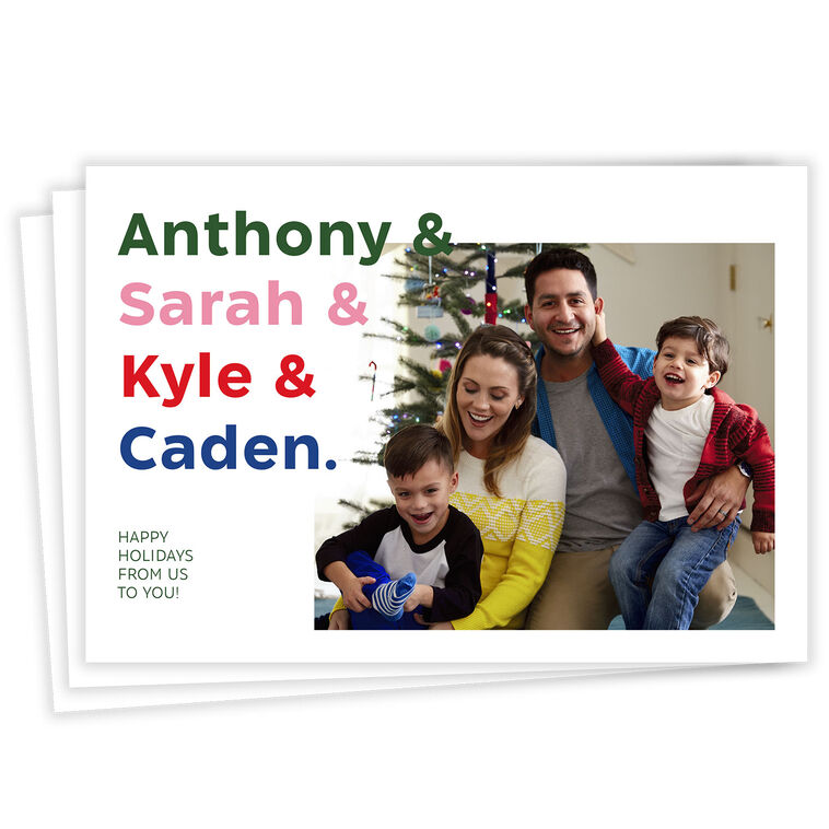 Colorful Names List Flat Holiday Photo Card