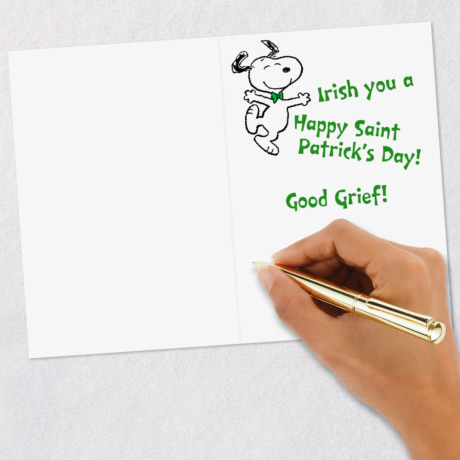 Snoopy and Woodstock Funny St. Patrick's Day Card Signing card image number 6
