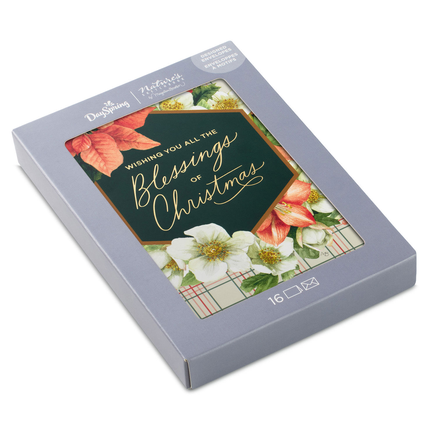 Marjolein Bastin Floral Blessings Religious Boxed Christmas Cards, Pack of 16