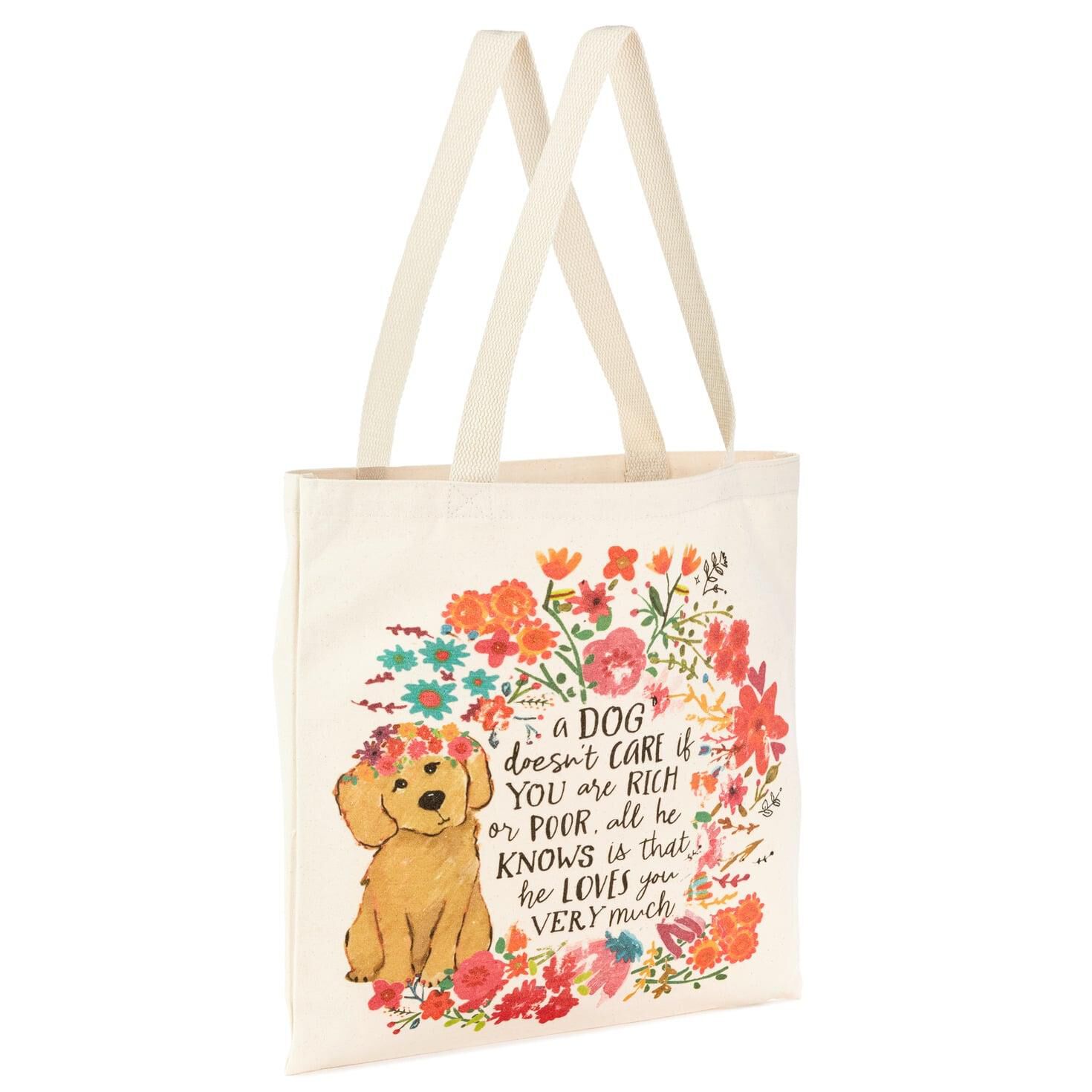 Love My Dog graphic print Cotton Canvas Tote Bag