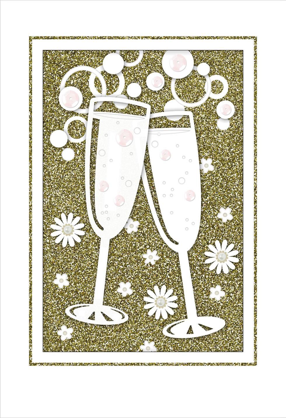 Champagne Toast Wedding Card