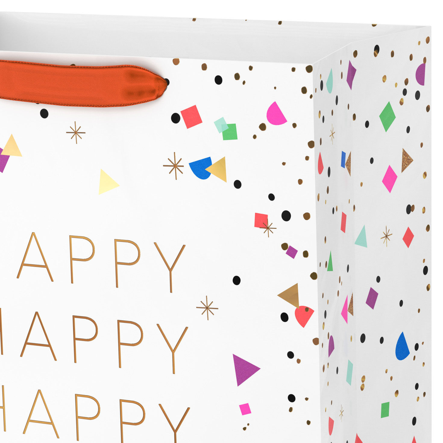 Happy Birthday Lettering and Confetti Large Bag Handle Detail image number 4