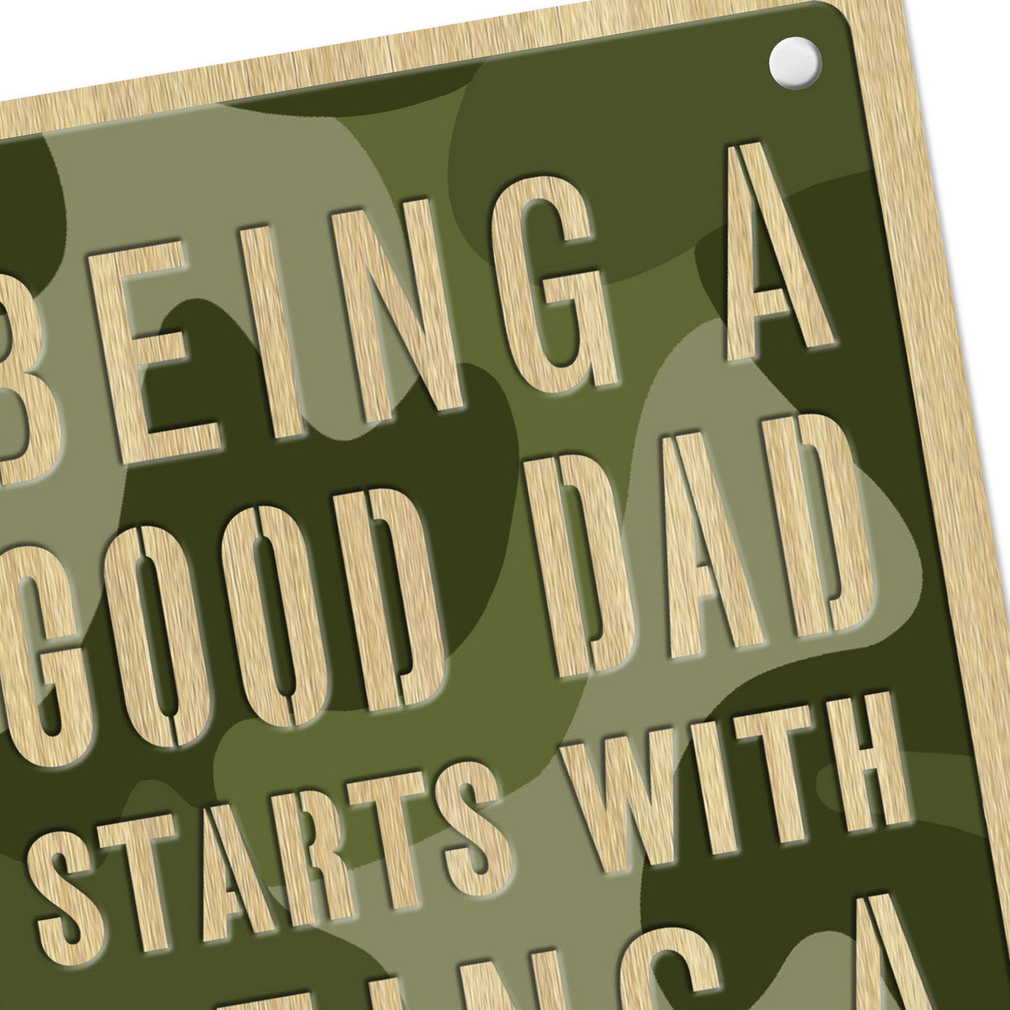 Camouflage on Wood Father's Day Card Card Front Detail image number 5