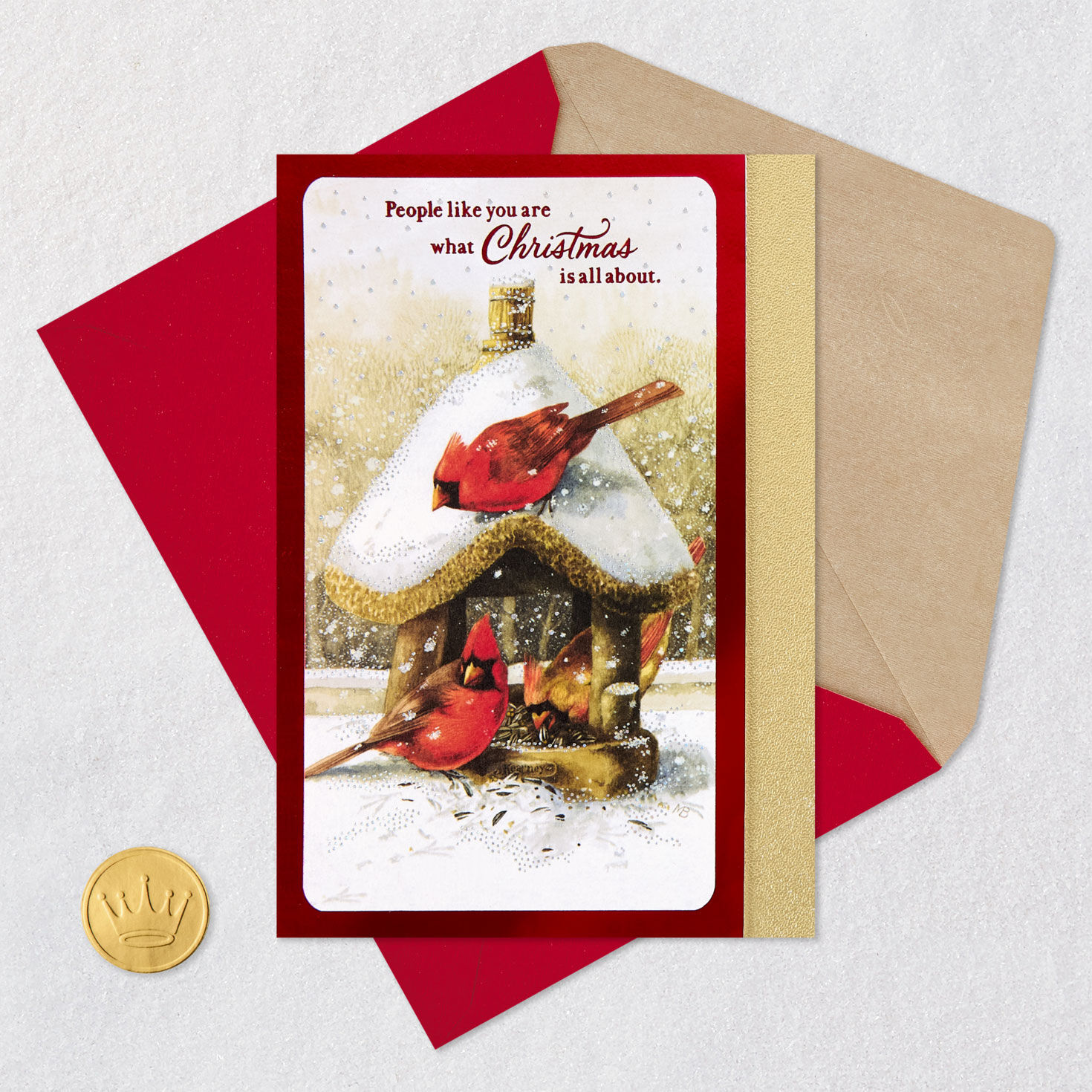 Marjolein Bastin Cardinal Birdhouse Christmas Card Card with envelope and Seal image number 6