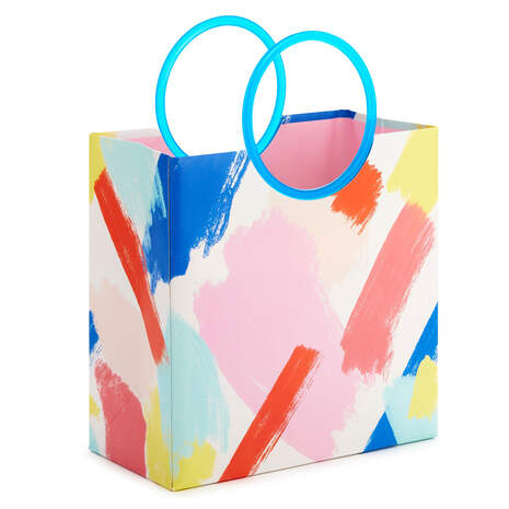 7.7" Pastel Brushstrokes Medium Square Gift Bag, , large