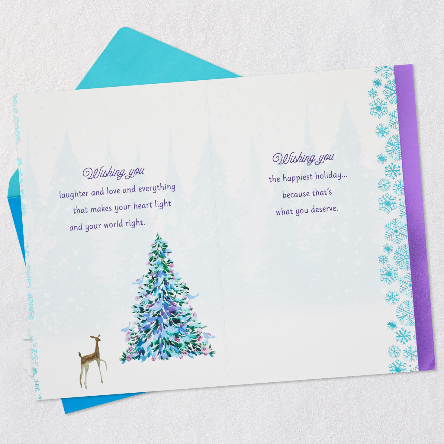 Elegant Tree and Snowflakes Daughter Christmas Card Open card with envelope image number 5