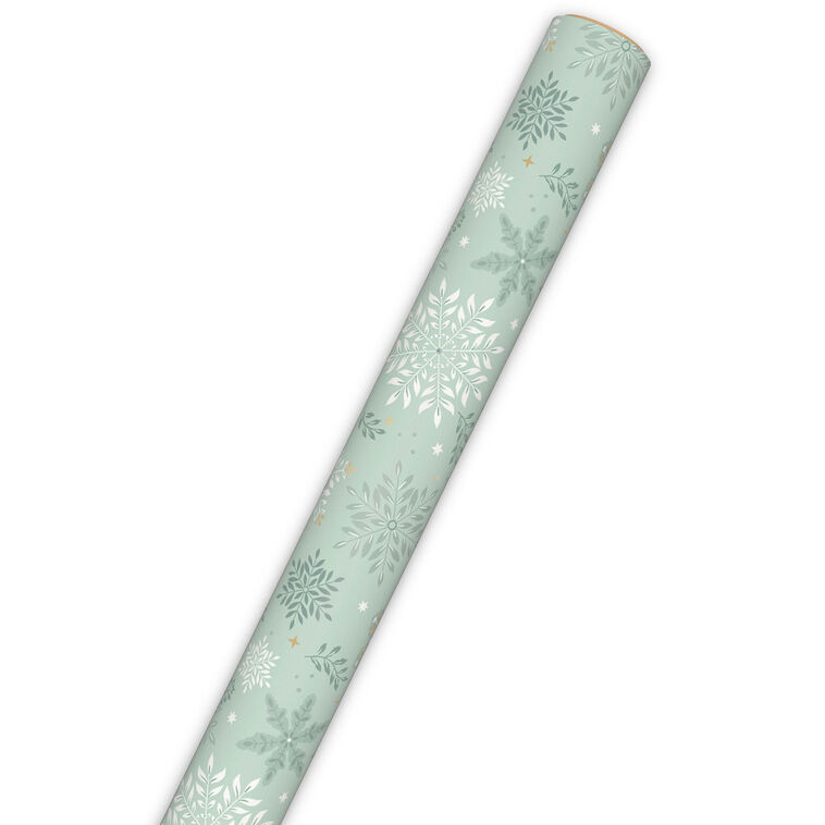 Snowflakes on Sage Wrapping Paper Roll  image number 6