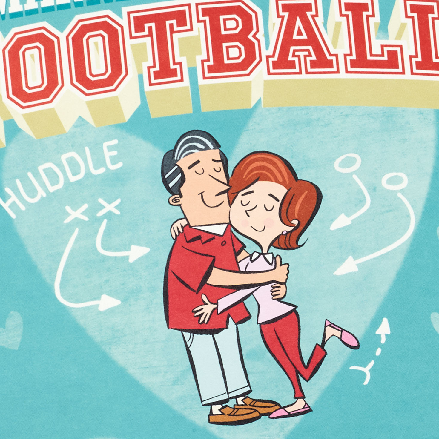 Football Lettering Teal and Red Funny Anniversary Card Card Front Detail image number 7