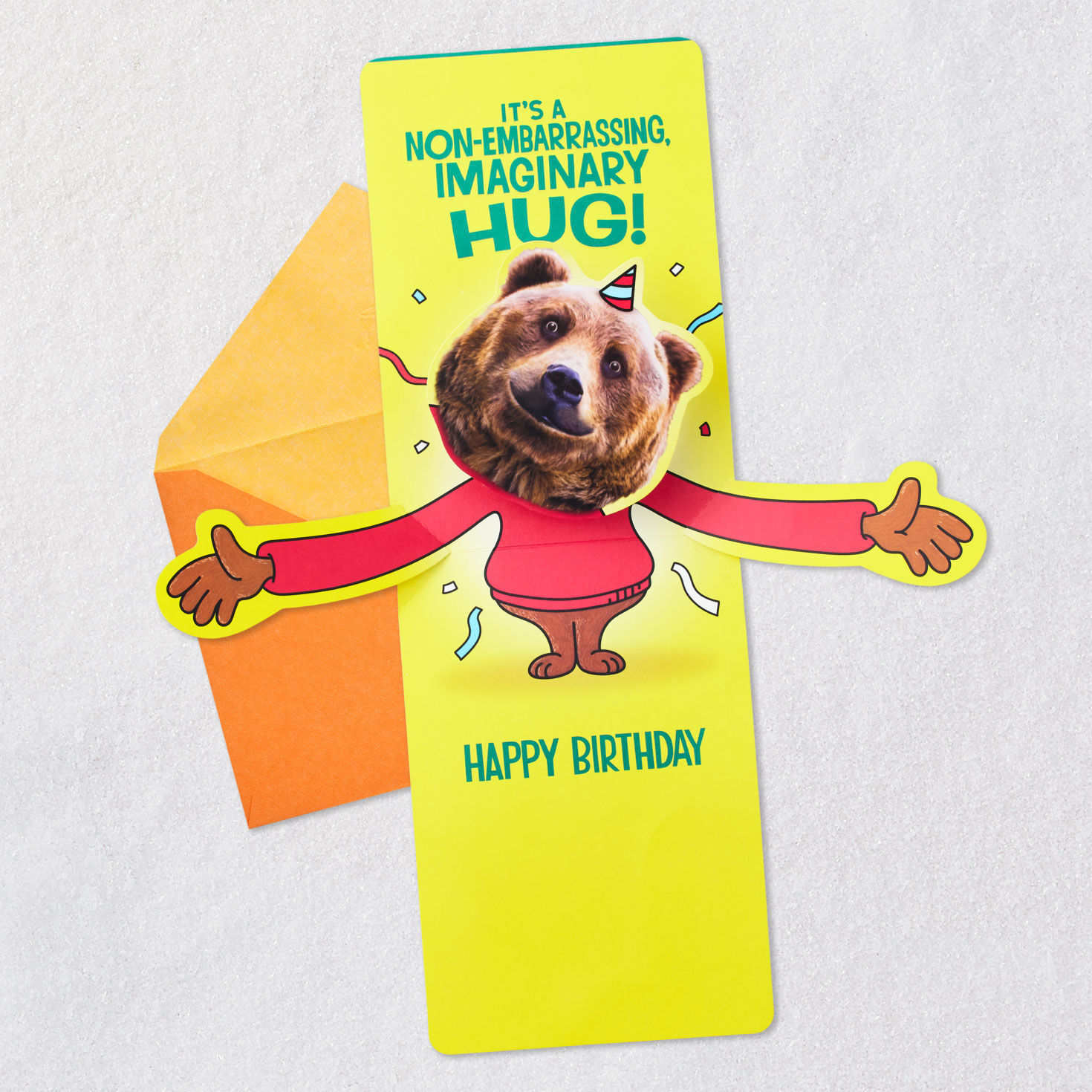 Bear on Green Grandson Birthday Card Open card with envelope image number 2