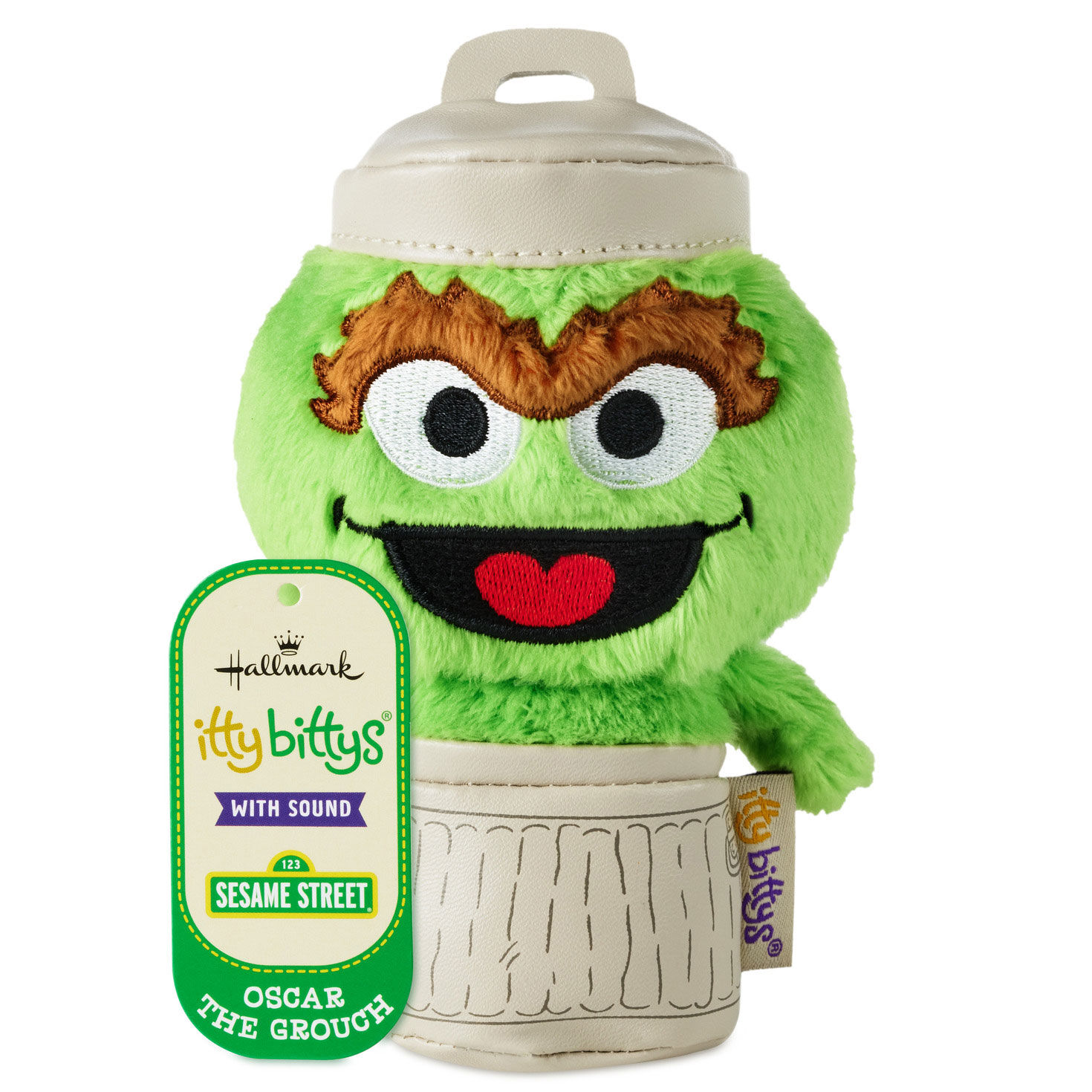 Oscar the Grouch Plush With Sound itty bittys Front with tag image number 2