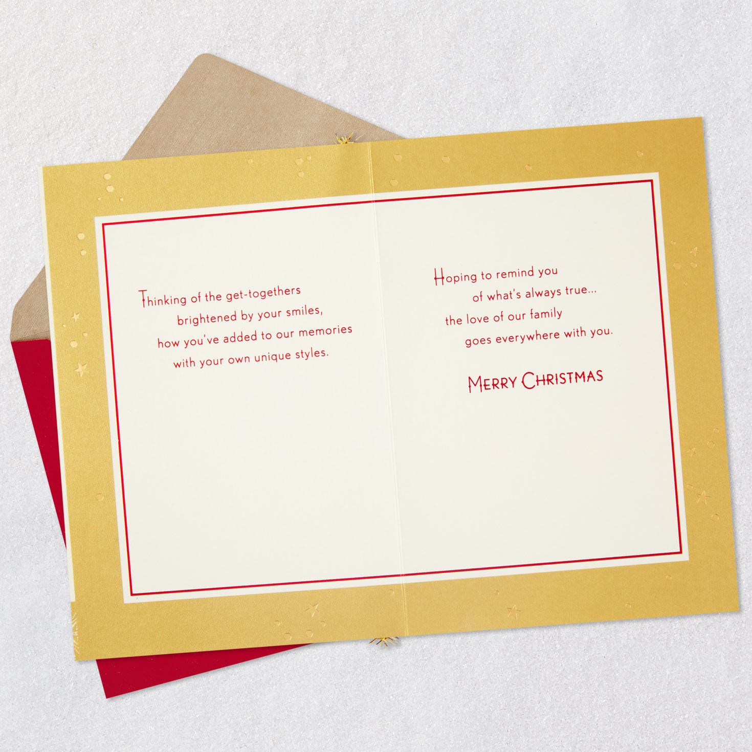 Gold Tree Christmas Card for Daughter and Son-in-Law Open card with envelope image number 4