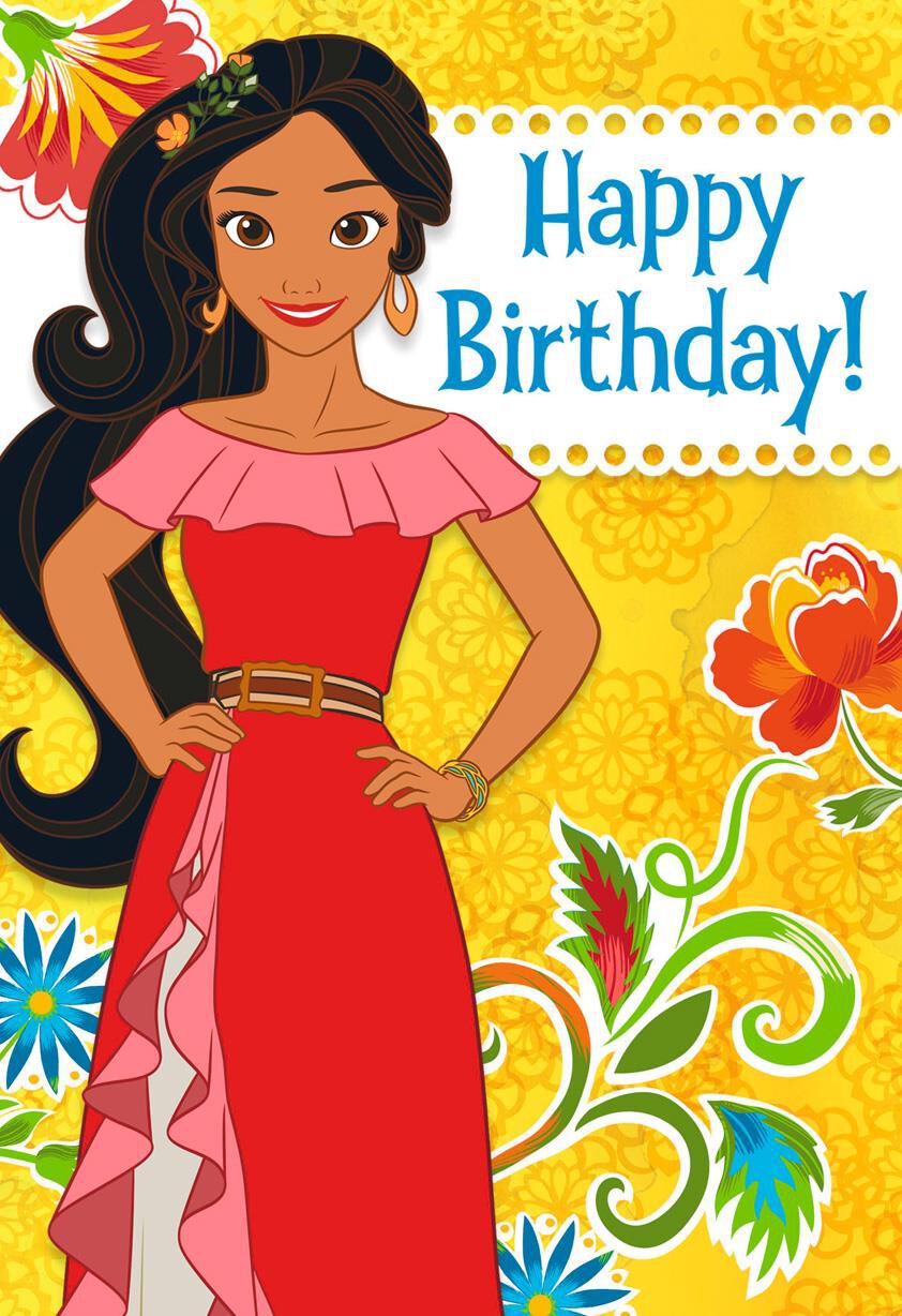 Disney Elena of Avalor Flowers Birthday Card