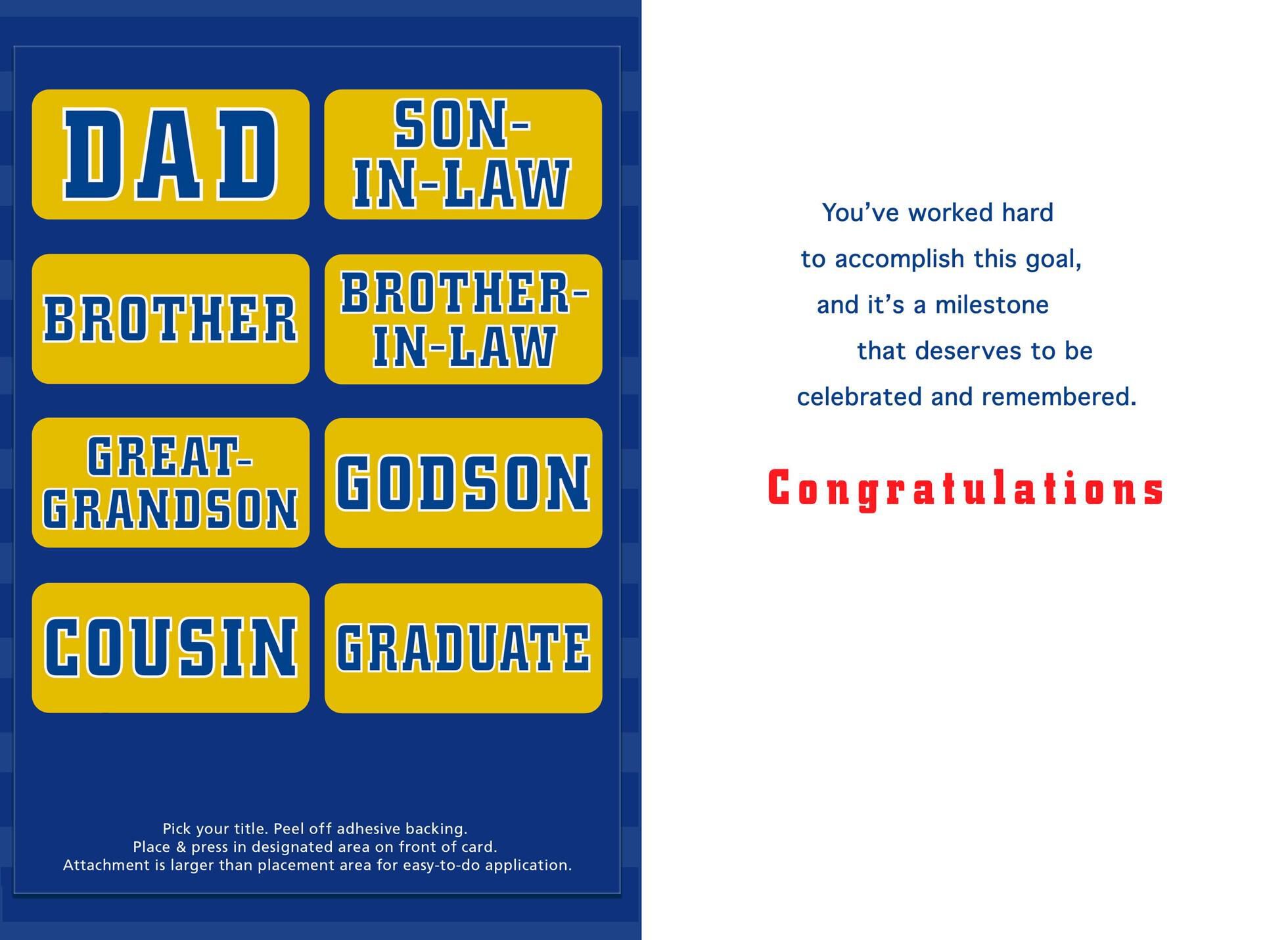 Customizable Cap and Tassel Graduation Card with Male Recipient Stickers