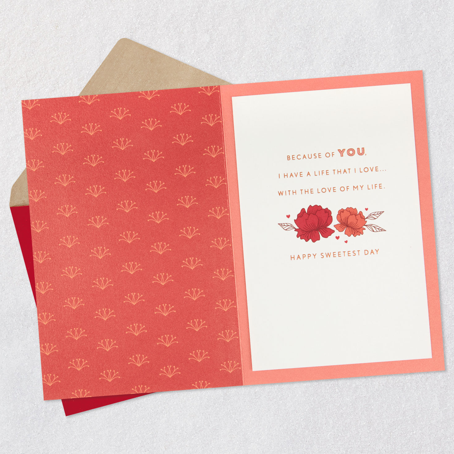 Orange, Red and Gold Flowers Sweetest Day Card for Wife Open card with envelope image number 3