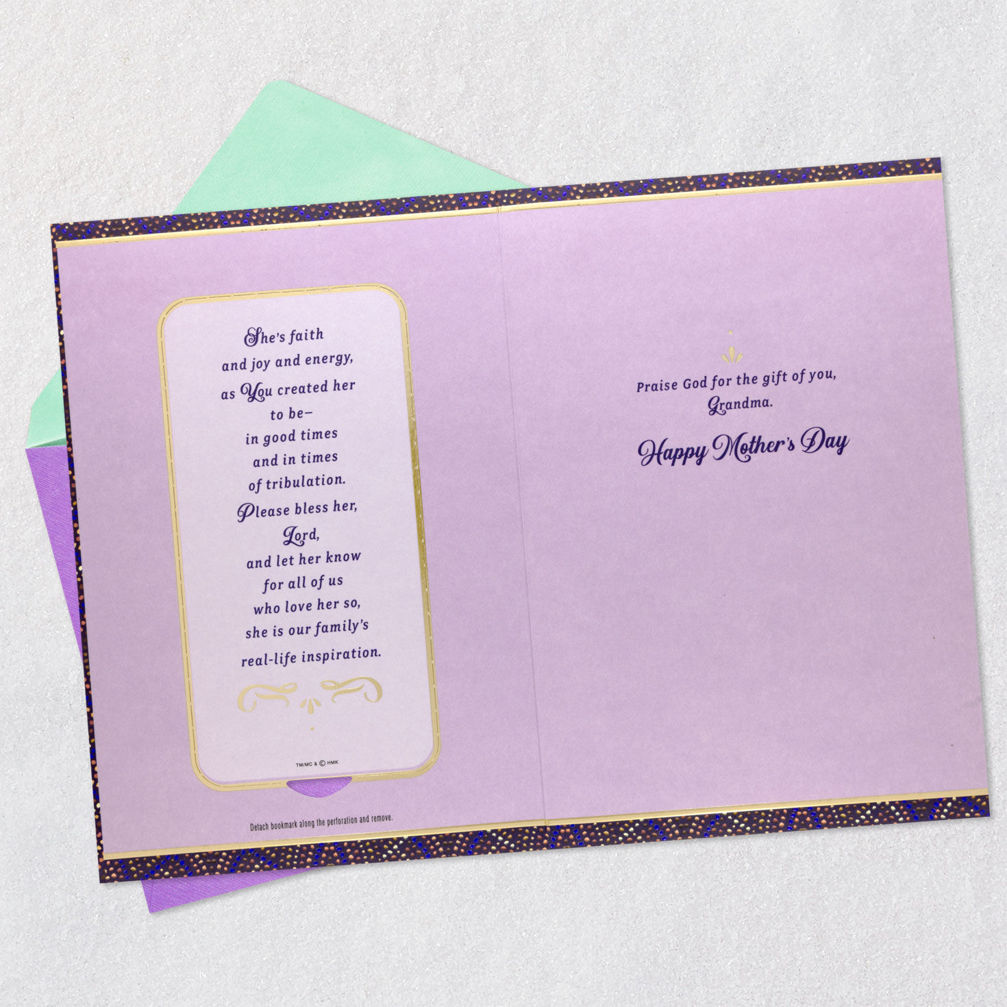 Prayer Card Bookmark Grandma Mother's Day Card Open card with envelope image number 4