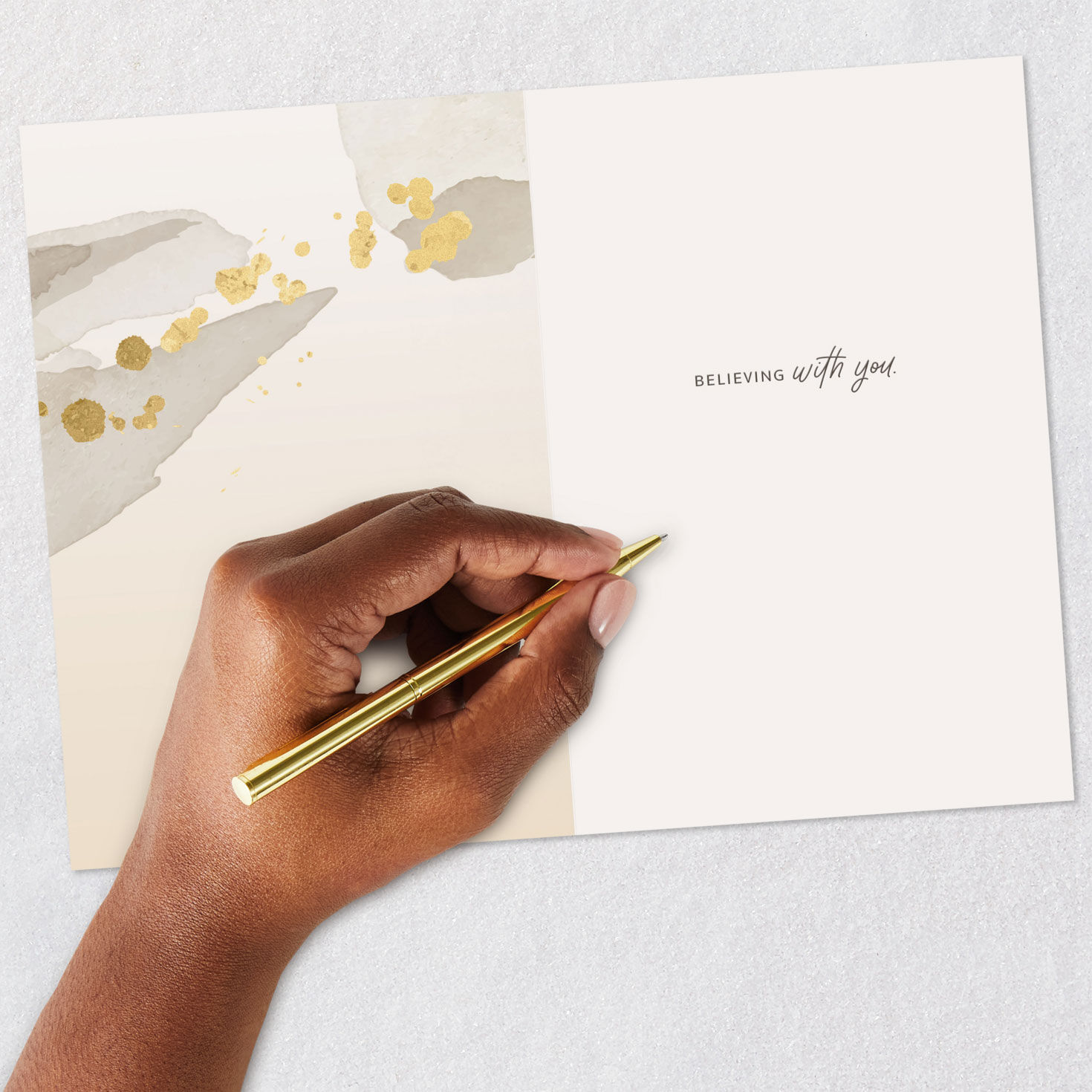 Abstract Splatters in Gold Support Card Signing card image number 6