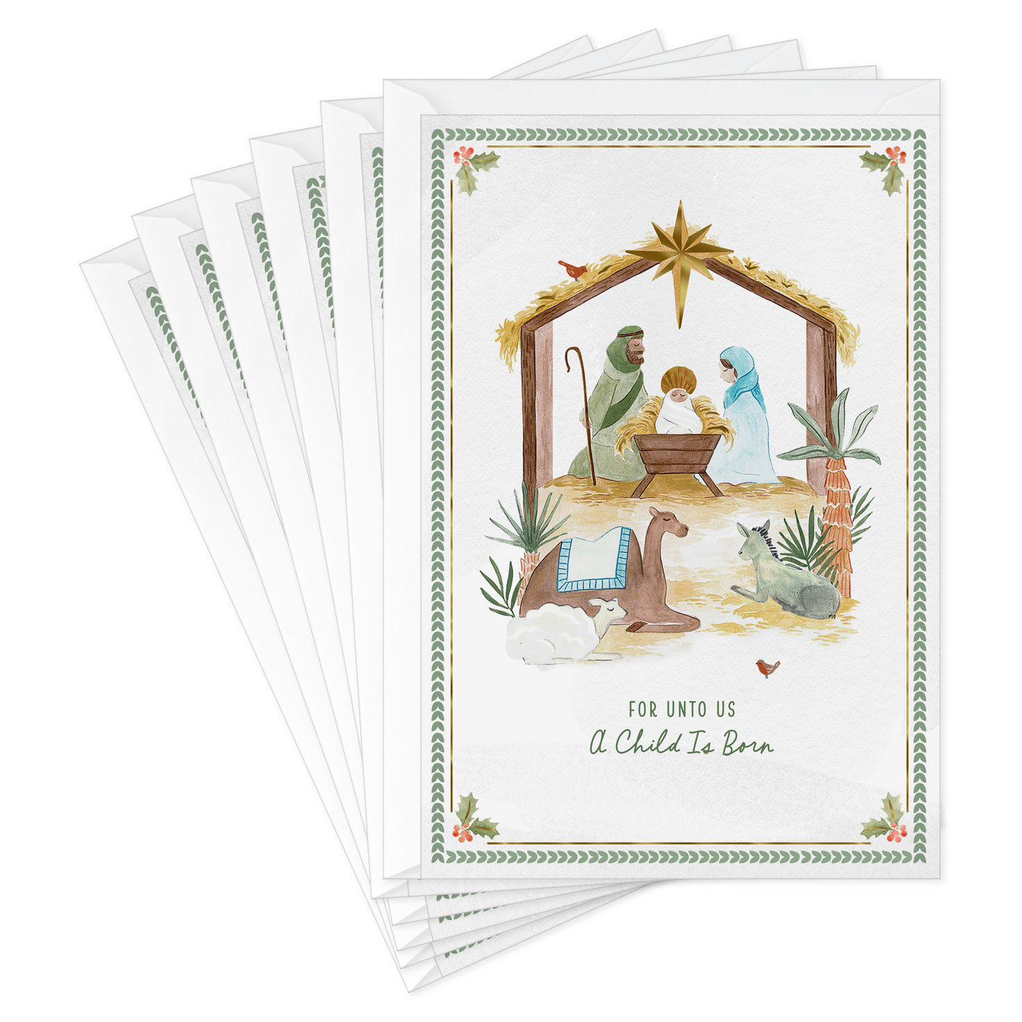 Unto Us a Child Is Born Religious Christmas Card