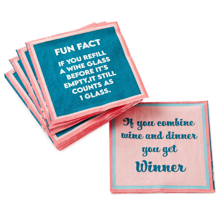Drinks on Me Refill Wine Funny Party Napkins, Pack of 20