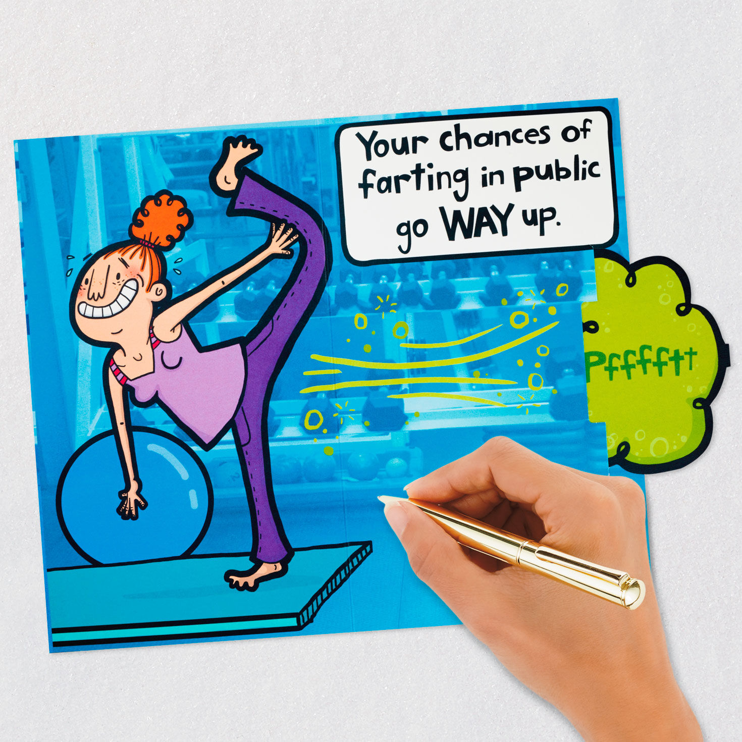 Yoga Pose Cartoon Birthday Card for Getting Older signing card image number 6