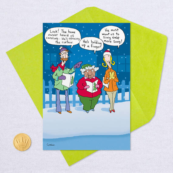 Flipping Christmas Spirit Carolers Funny Christmas Card, , large image number 5