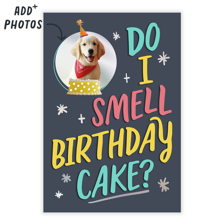 Dog With Party Hat Personalized Birthday Card front image number 2