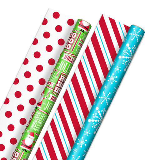 Holly Jolly 2-Pack Reversible Christmas Wrapping Paper, 160 sq. ft., 