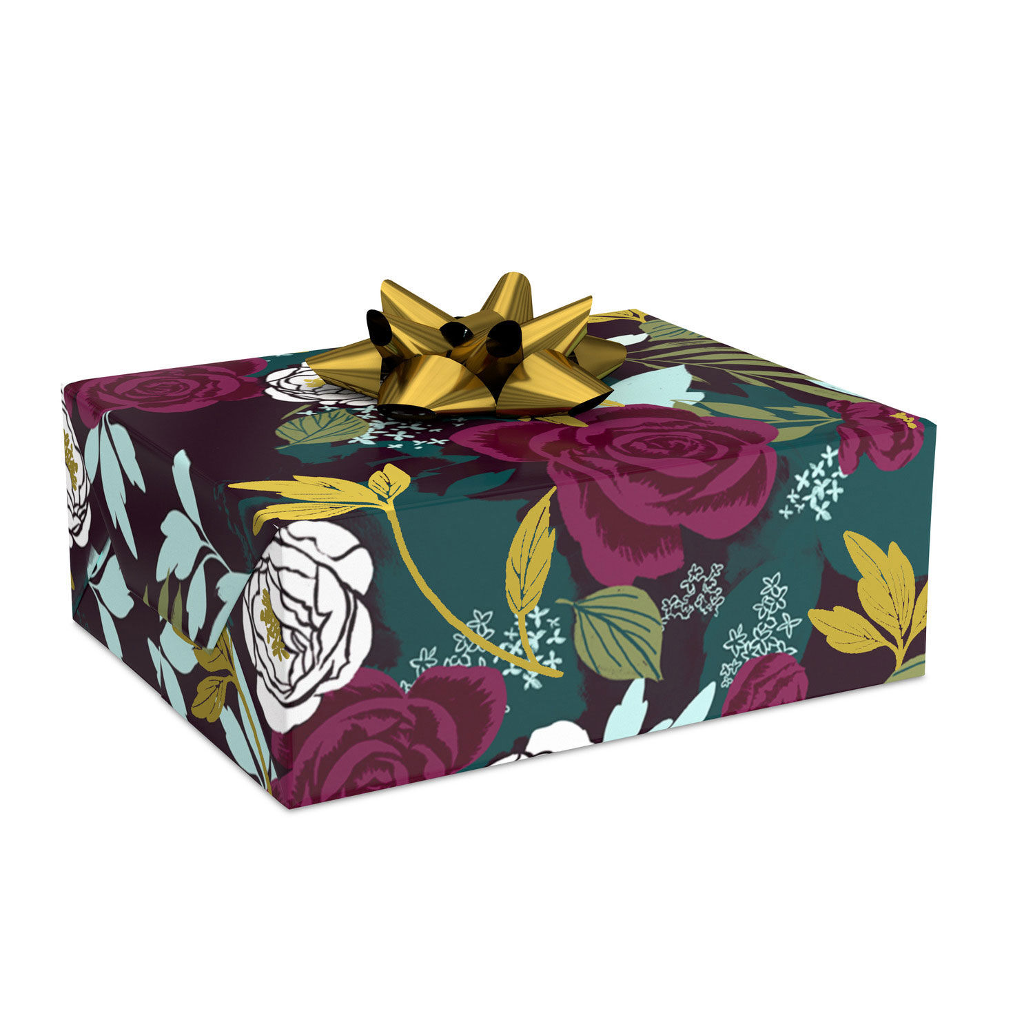 Bold Floral on Teal Wrapping Paper, 20 sq. ft. for only USD 4.99 | Hallmark