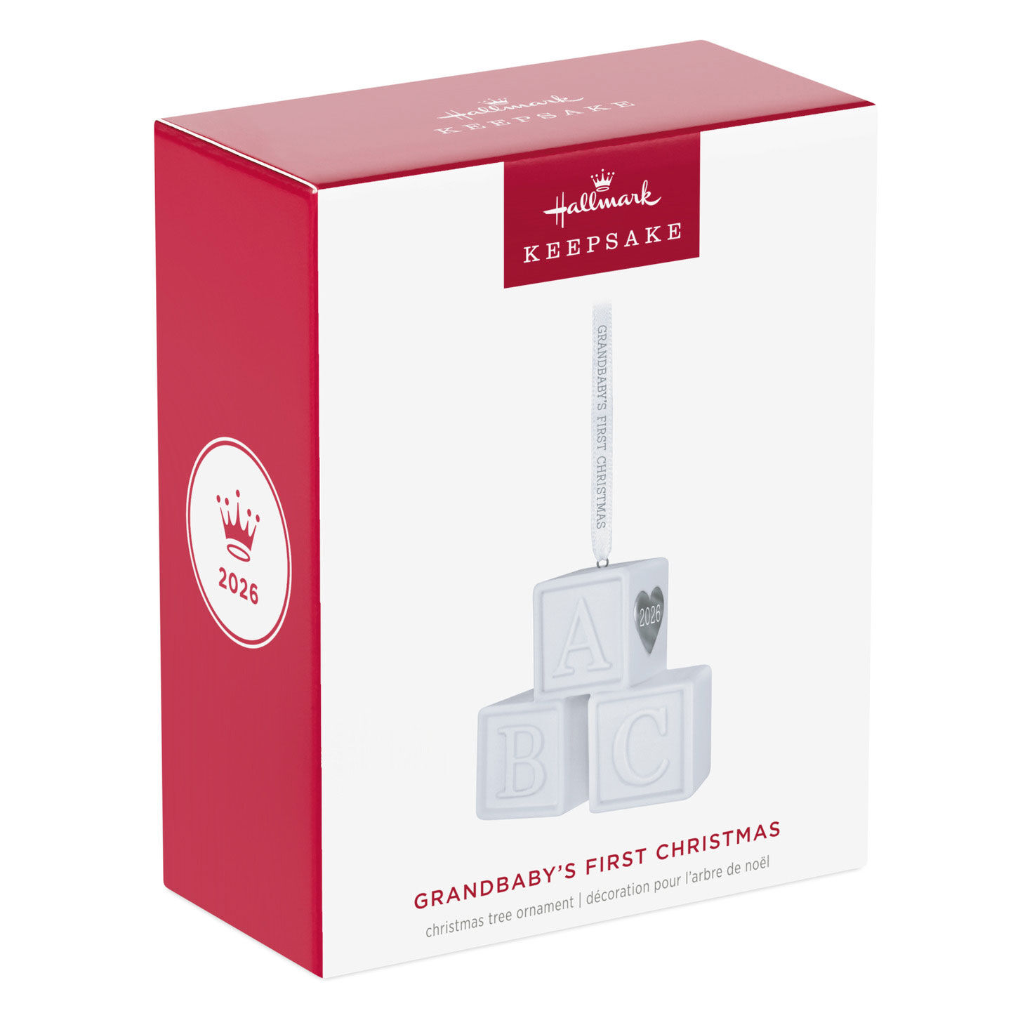 White ABC Blocks Keepsake Ornament package front image number 7