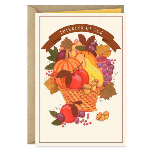 Fall Basket Thinking of You Thanksgiving Card, 
