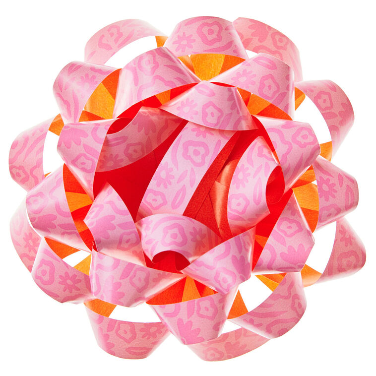 4.6" Pink Abstract Flowers Recyclable Gift Bow