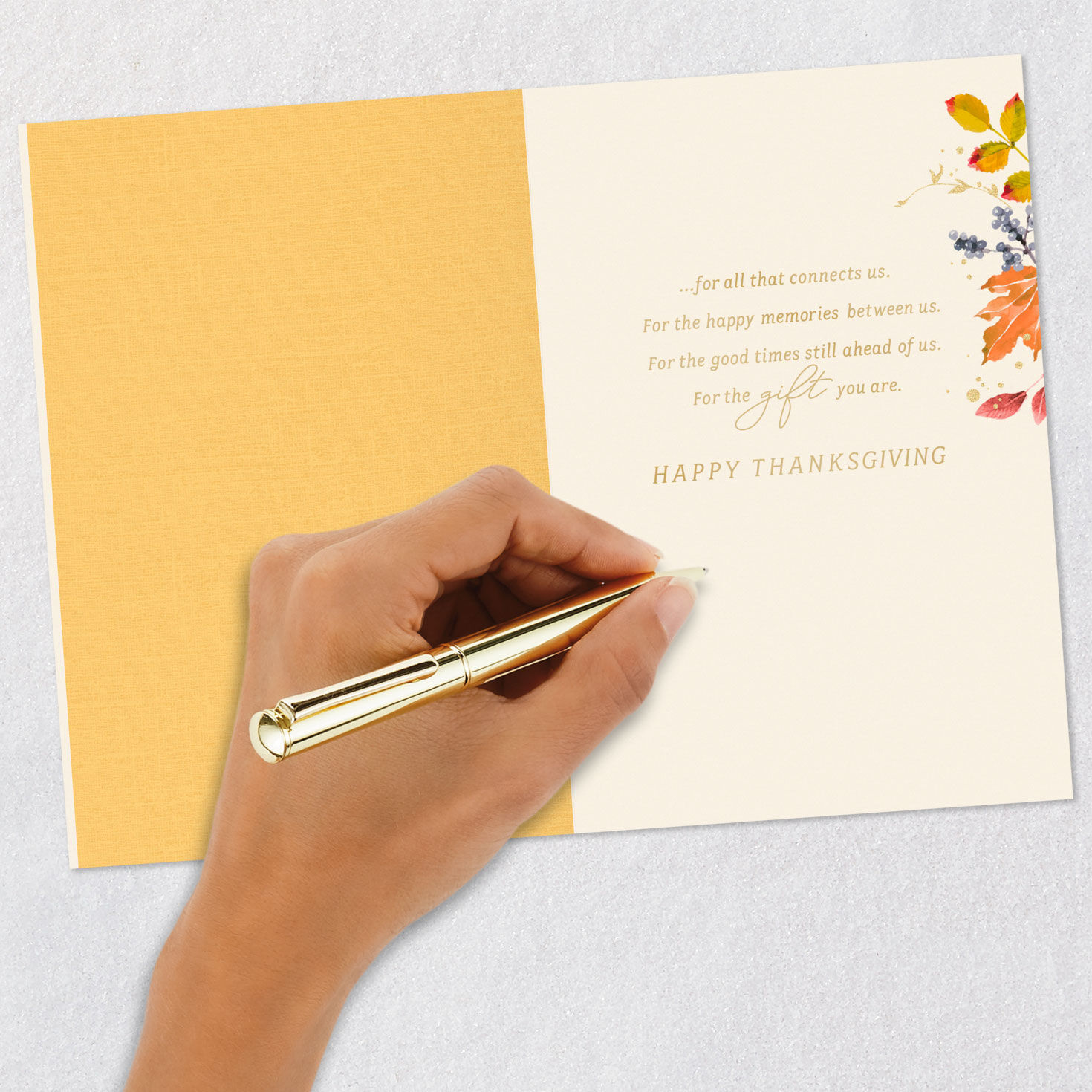 Autumn Leaves and Heart Thanksgiving Card Signing card image number 6