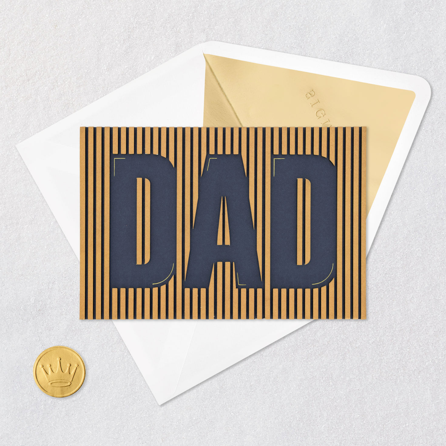 Navy Blue and Brown Dad Father's Day Card Card Front with Envelope and Gold Seal image number 5