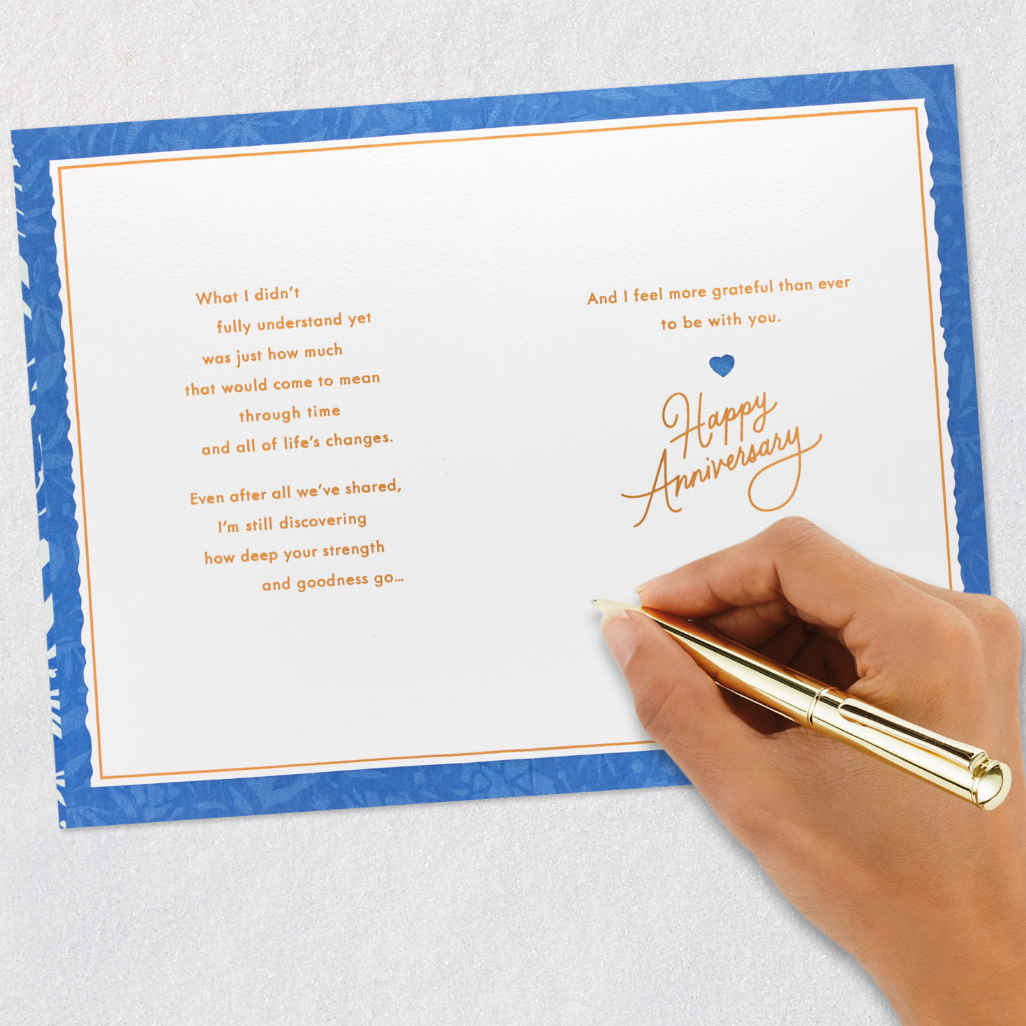 Modern Blooms in Blue Wife Anniversary Card Signing card image number 7