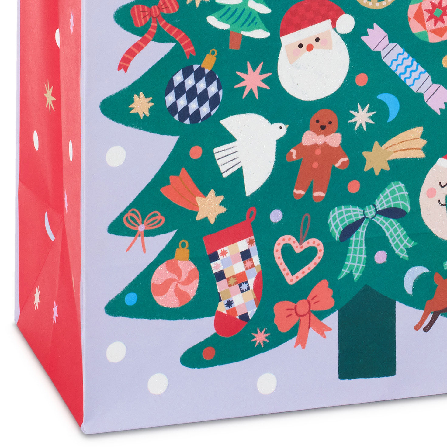 Cottagecore Tree Large Holiday Gift Bag Base/Side Detail image number 5
