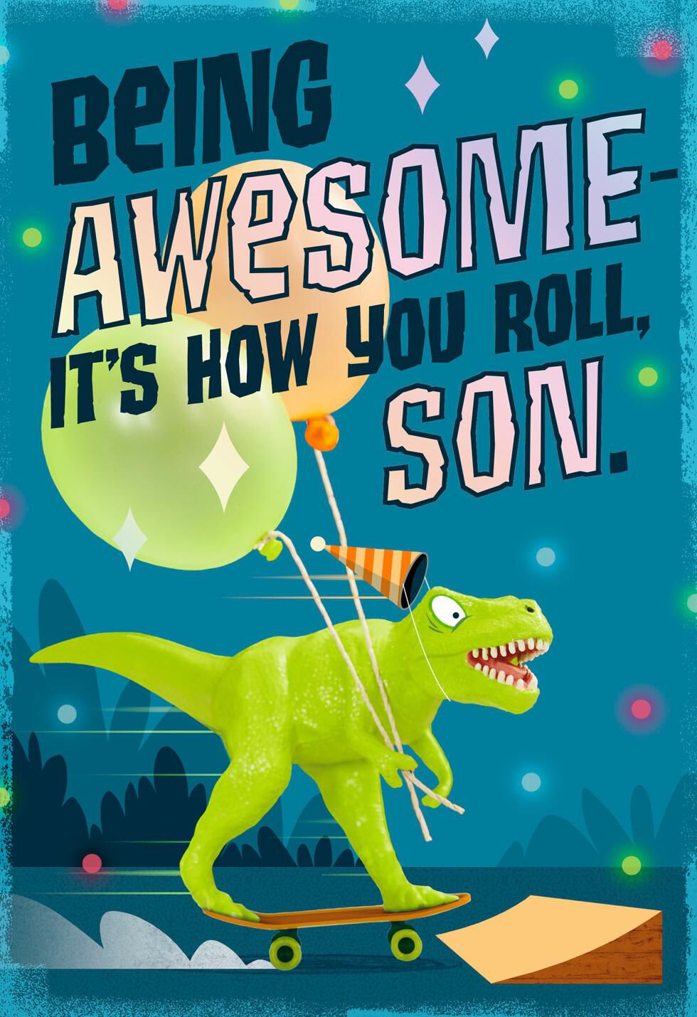 Party Dinosaur You're Awesome Birthday Card for Son