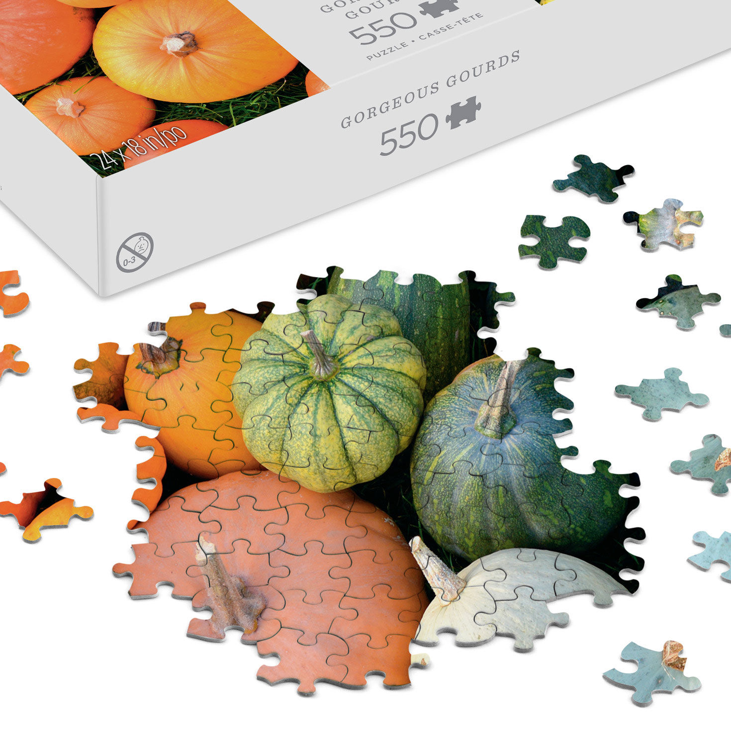 Ombr&eacute; Pumpkin Collage 550-Piece Puzzle closeup view image number 3