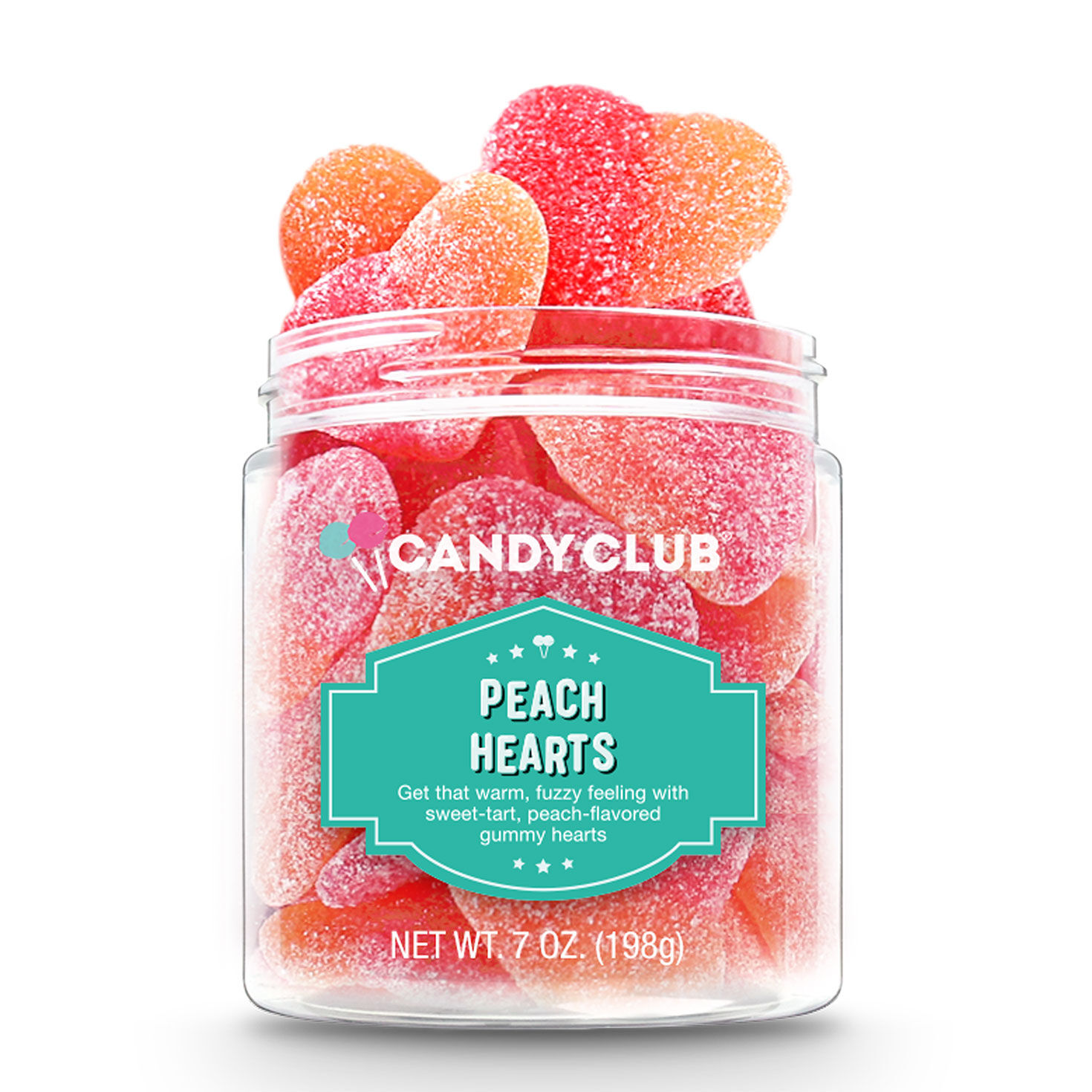 Candy Club Peach Hearts Candy Jar, 7 oz. Candy & Snacks Hallmark