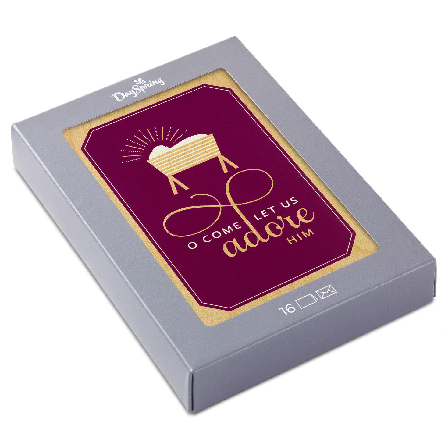 Let Us Adore Him Religious Boxed Christmas Cards, Pack of 16