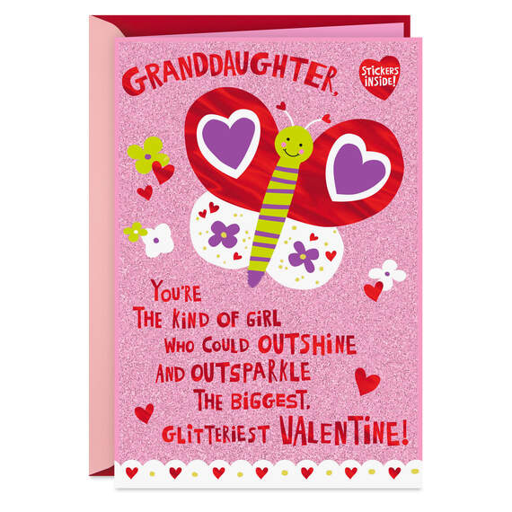 Sparkle and Shine Valentine's Day Card for Granddaughter With Stickers